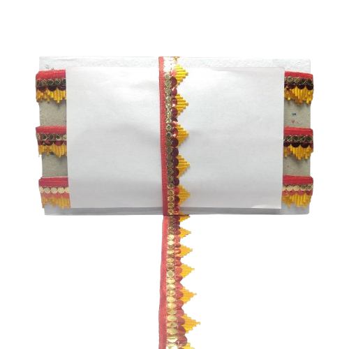 Kurlz 1 inch Double Color Mandir Cutwork Lace For Laddo Gopal Poshak, Aasan, Mata Chunri, School Crafts | Size: 9 Yards