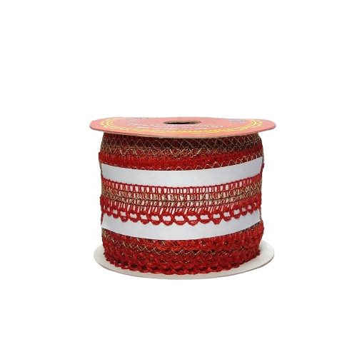 Red decorative fabric border Saree Dress Only At Woven Lace & Border Reatilers and Manufactures In Surat