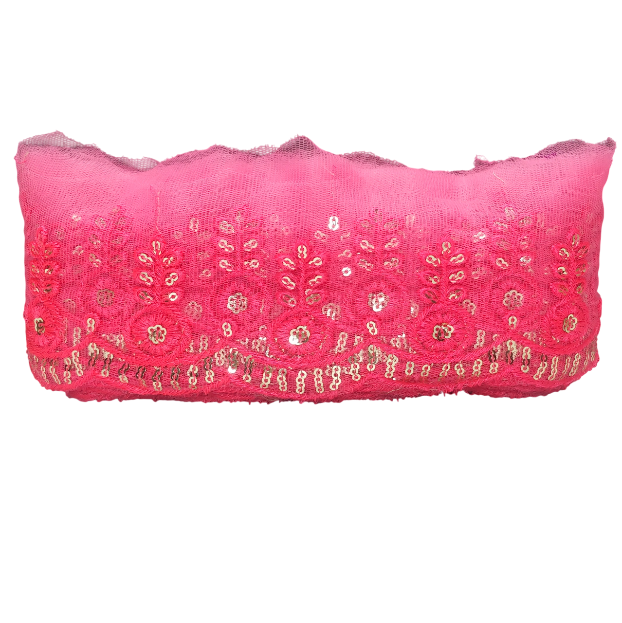 Reddish Gajari Embroidered Organza Lace For Dresses Decoration Only At Woven Lace & Border Reatilers and Manufactures In Surat