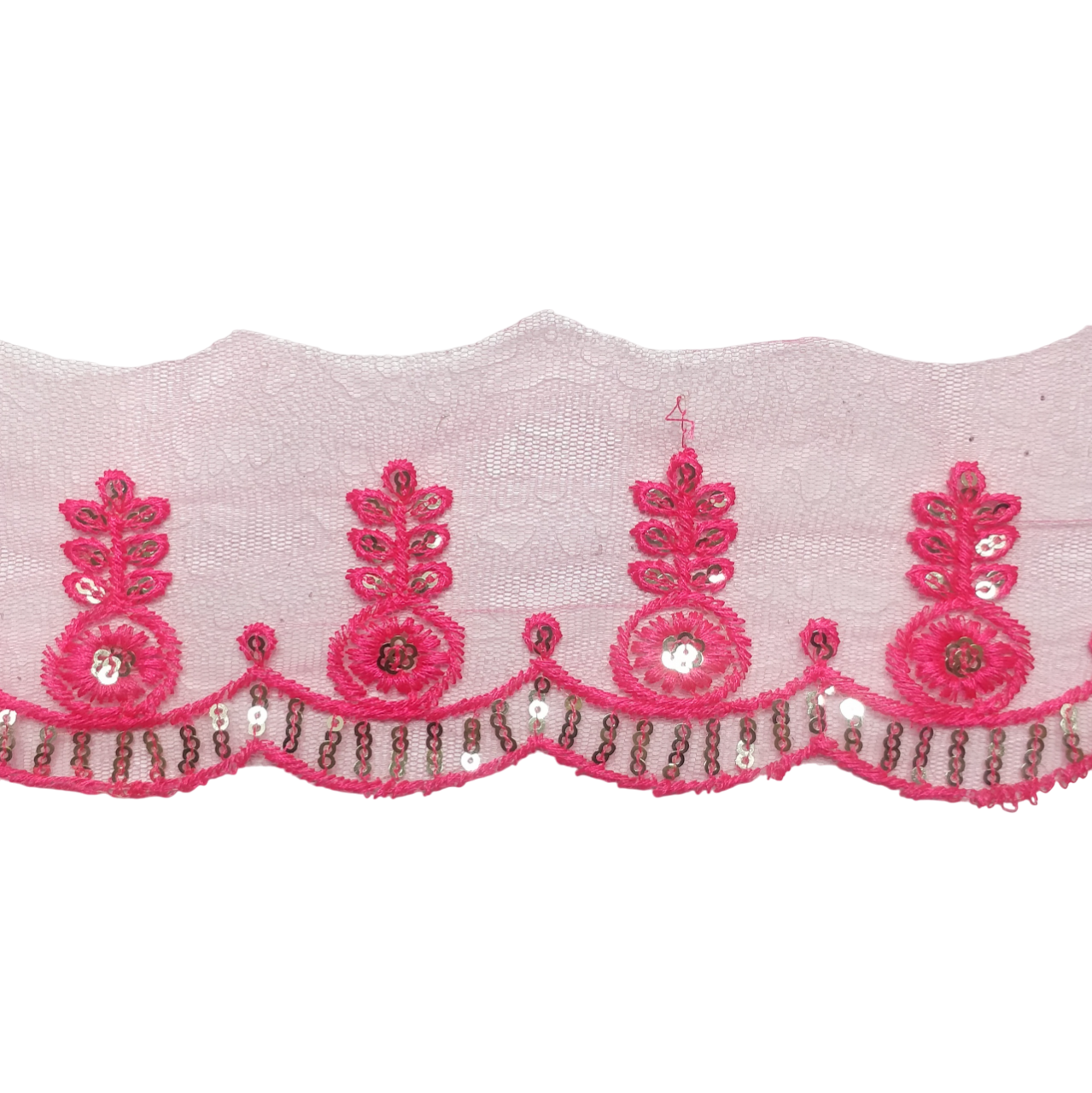 Reddish Gajari Embroidered Organza Lace For Dresses Decoration Only At Woven Lace & Border Reatilers and Manufactures In Surat