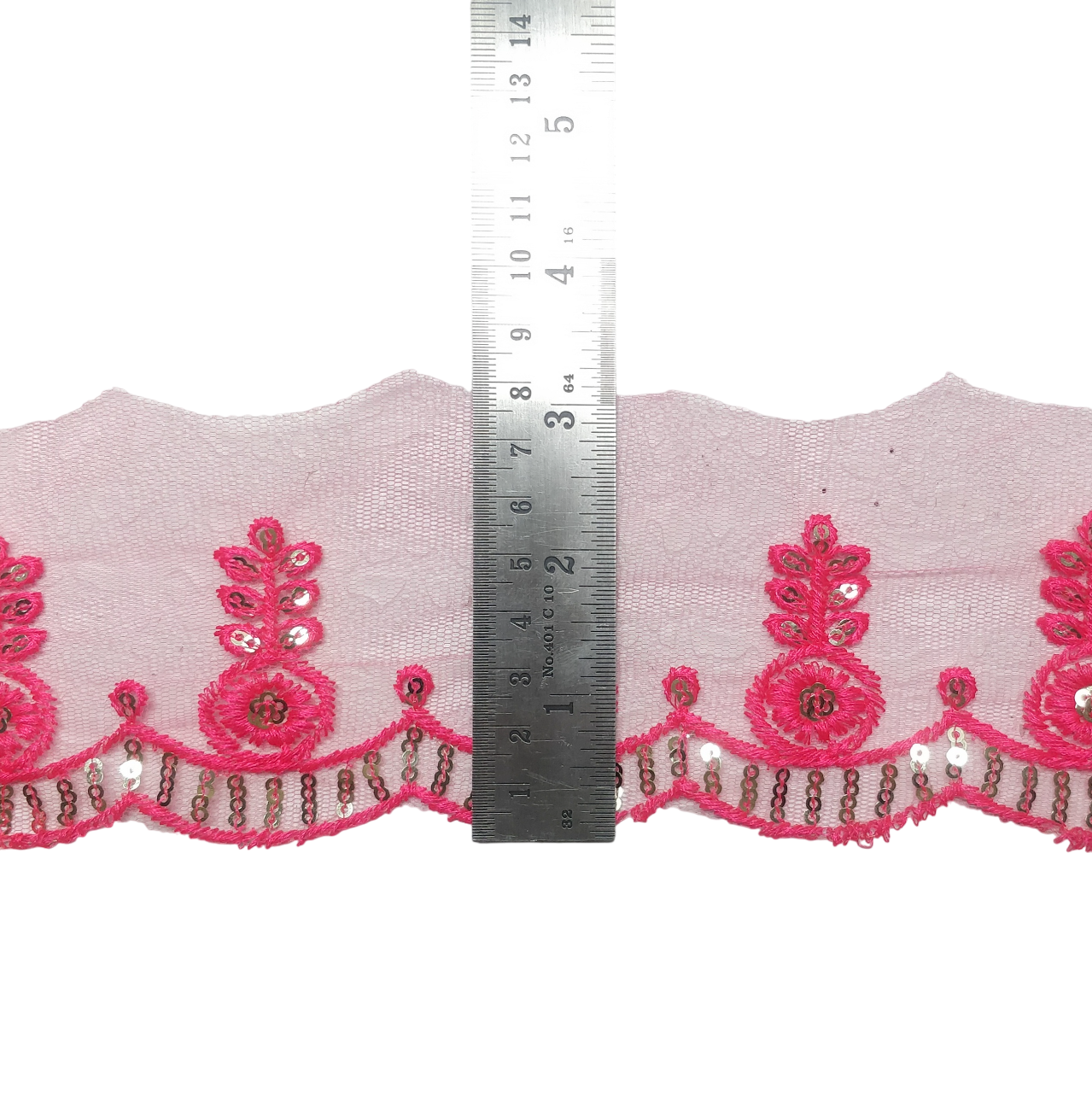 Reddish Gajari Embroidered Organza Lace For Dresses Decoration Only At Woven Lace & Border Reatilers and Manufactures In Surat