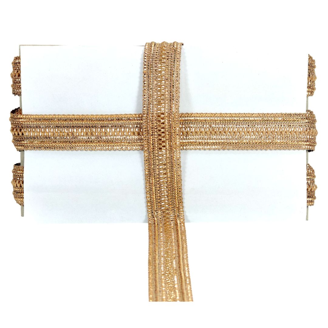 Gold decorative ribbon on a white background