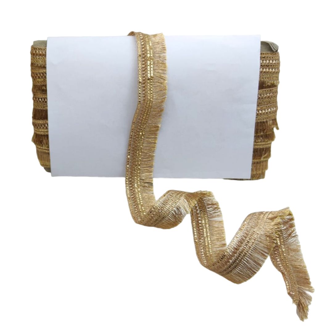 Gold decorative ribbon on a white background