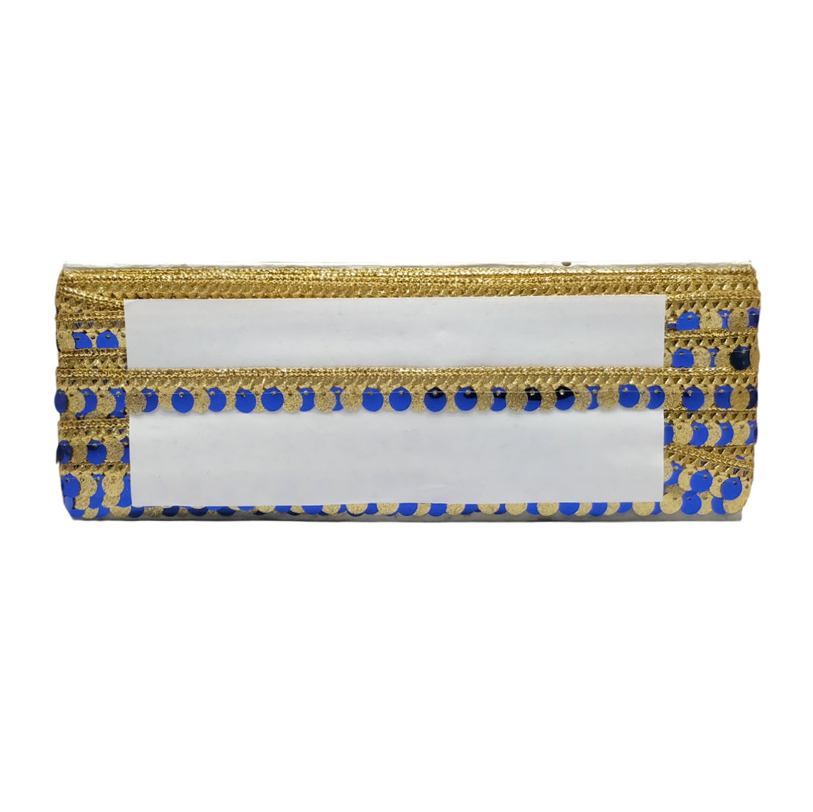 Kurlz 18mm Fancy Antik Golden Glitter Samosa Double Colour Sequins Lace For Saree, Blouse, Dupatta, Handicrafts, Lehenga, Bags, Belts | Size: 19 Yards