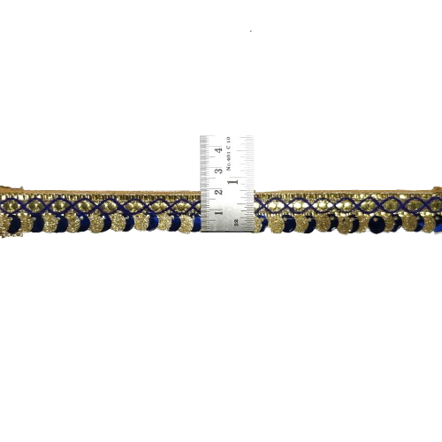 Royal Blue Golden Embroidery Lace Border for saree and dress decoration Only At Woven Lace & Border Manufacture and Wholesaler In Surat