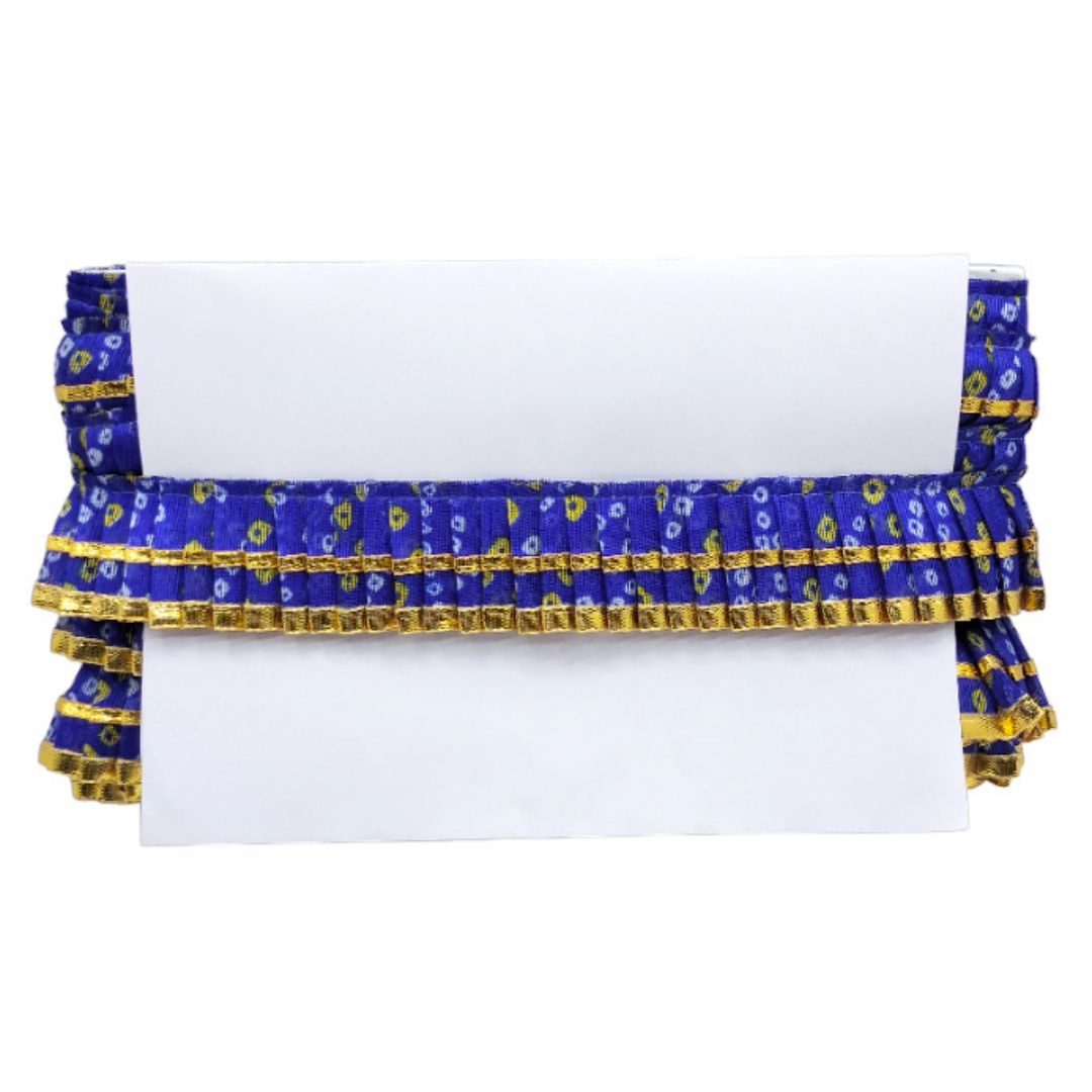 Kurlz 2 Line Bandhej Printed and Golden Gota Patti Exclusive Frill For Lehenga, Dupatta, Art & Craft, Singhasan, Ladoo Gopal Poshak | Size: 9 Yards