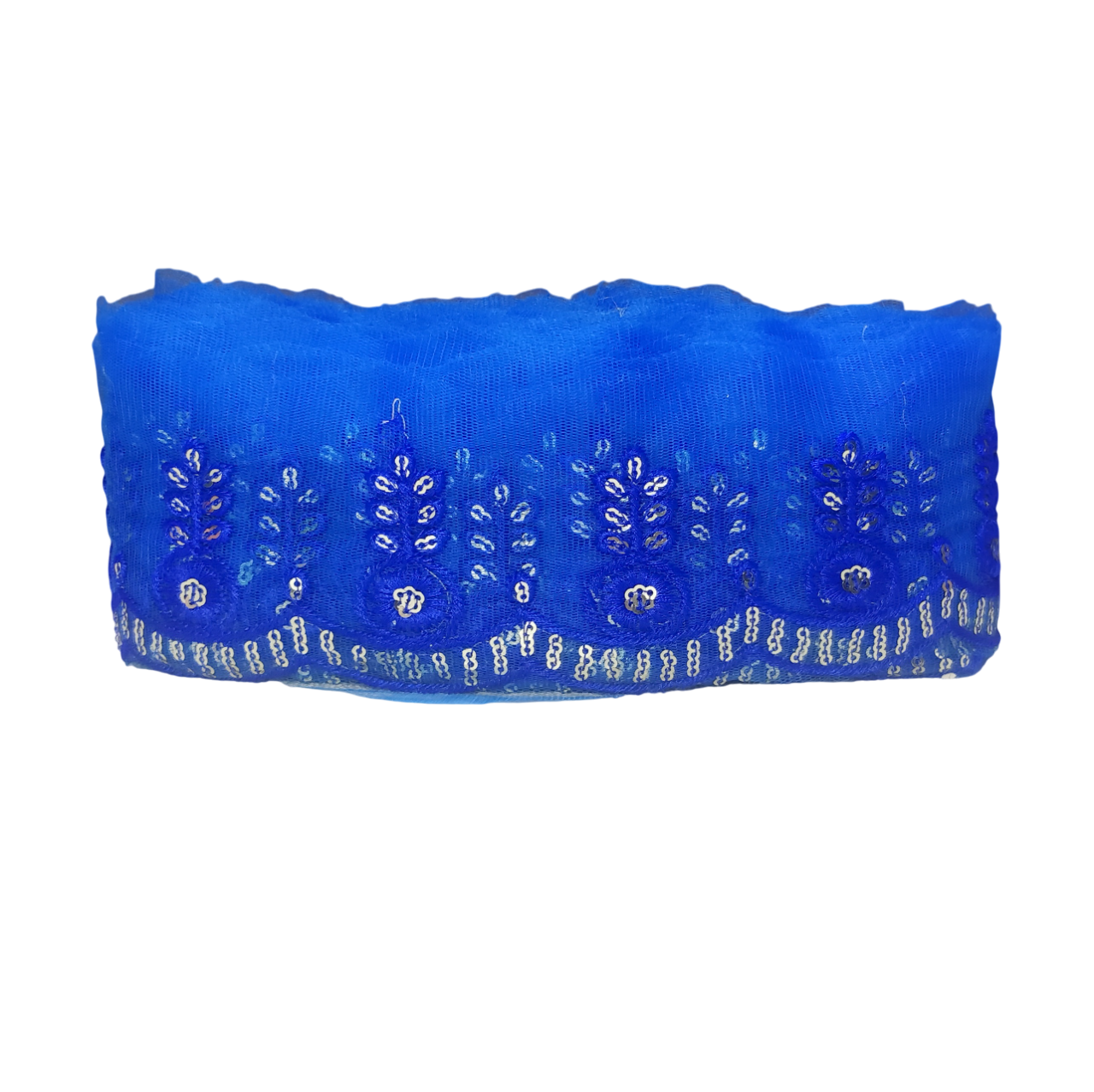 Royal Blue Embroidered Organza Lace For Dresses Decoration Only At Woven Lace & Border Reatilers and Manufactures In Surat