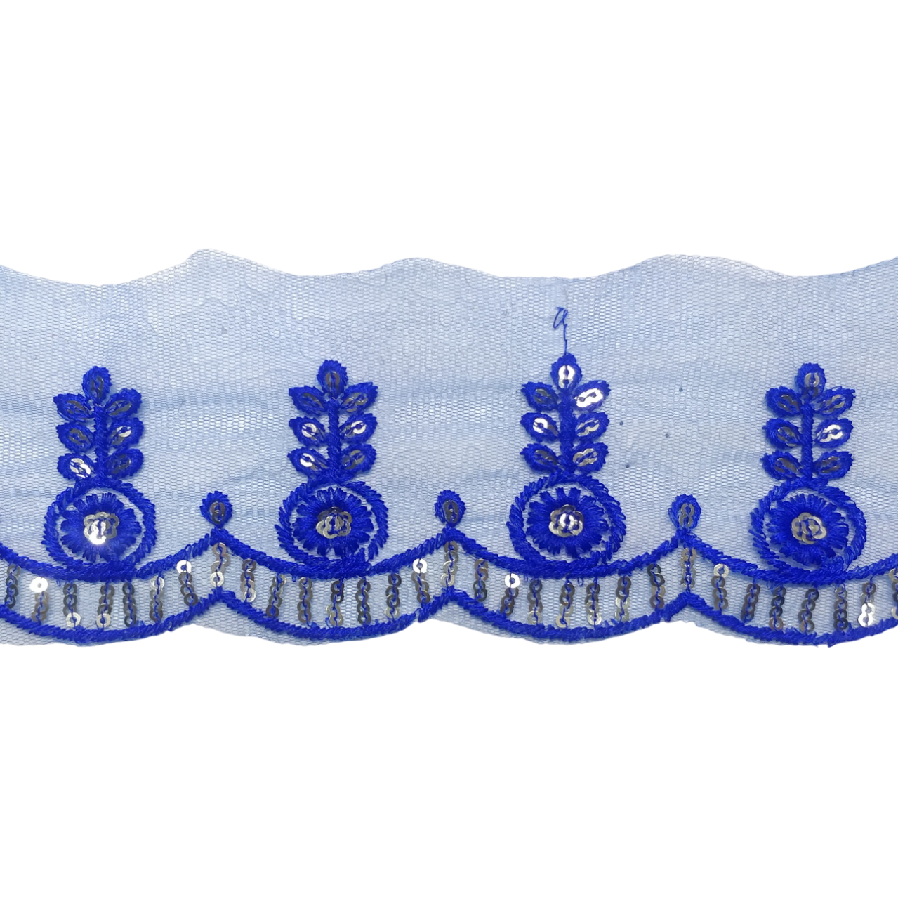 Royal Blue Embroidered Organza Lace For Dresses Decoration Only At Woven Lace & Border Reatilers and Manufactures In Surat