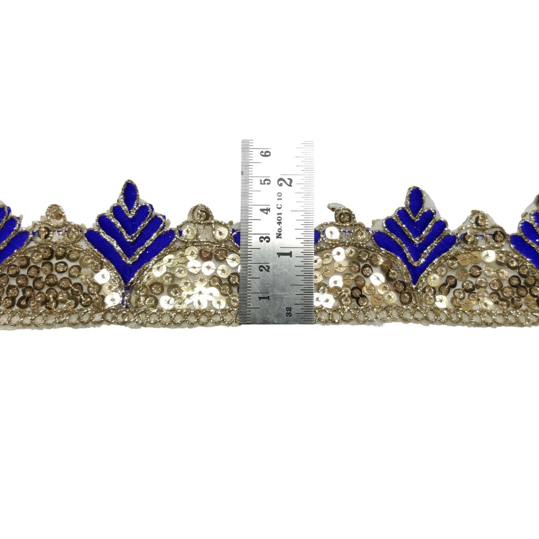 Royal Blue Gota Patti Embroidery Trim Border For Craftwork Only At Woven Lace & Border Reatilers and Manufactures In Surat