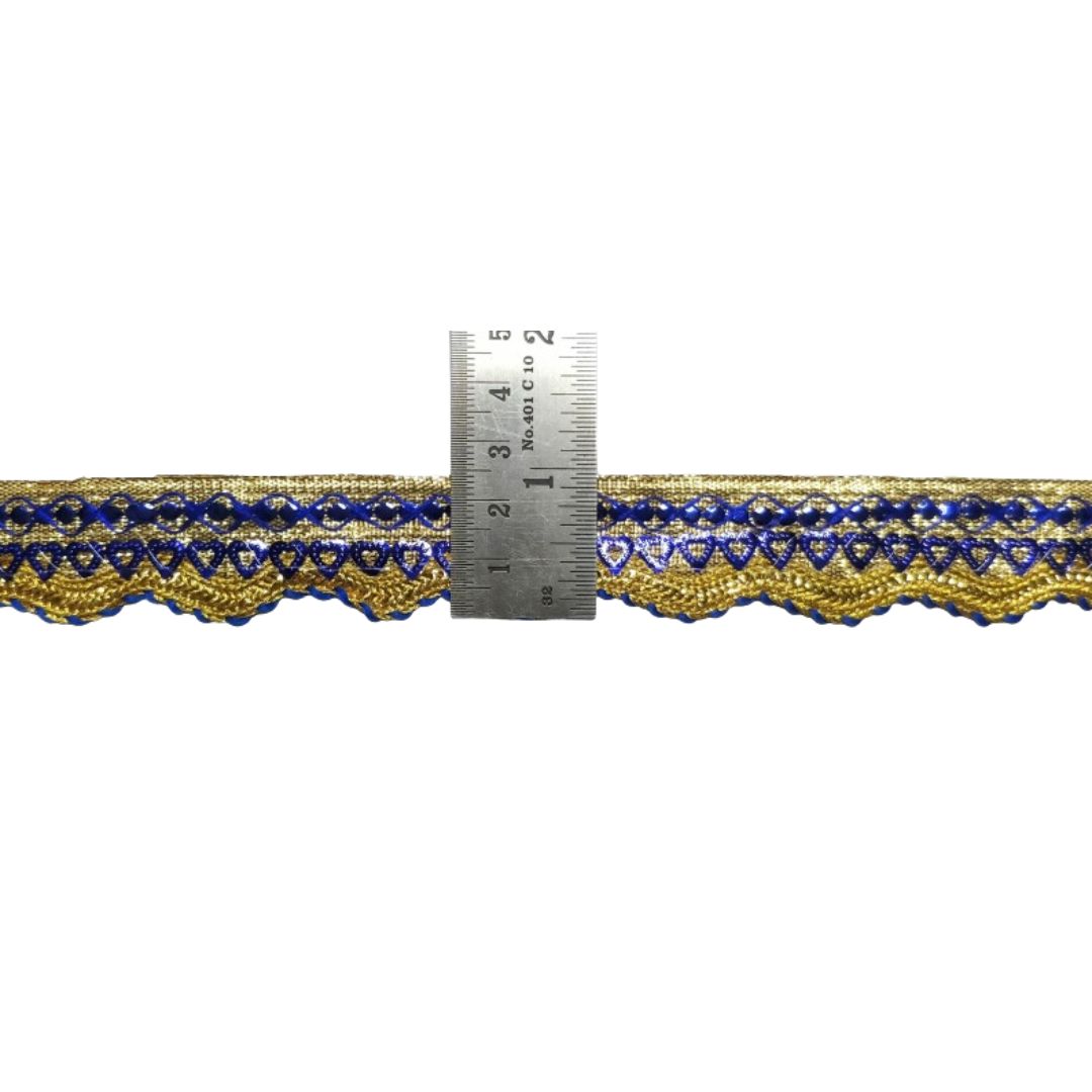 Royal Blue Gota Sequins Heart Shape Border For Saree And Dress Decoration Only At Woven Lace & Border Reatilers and Manufactures In Surat