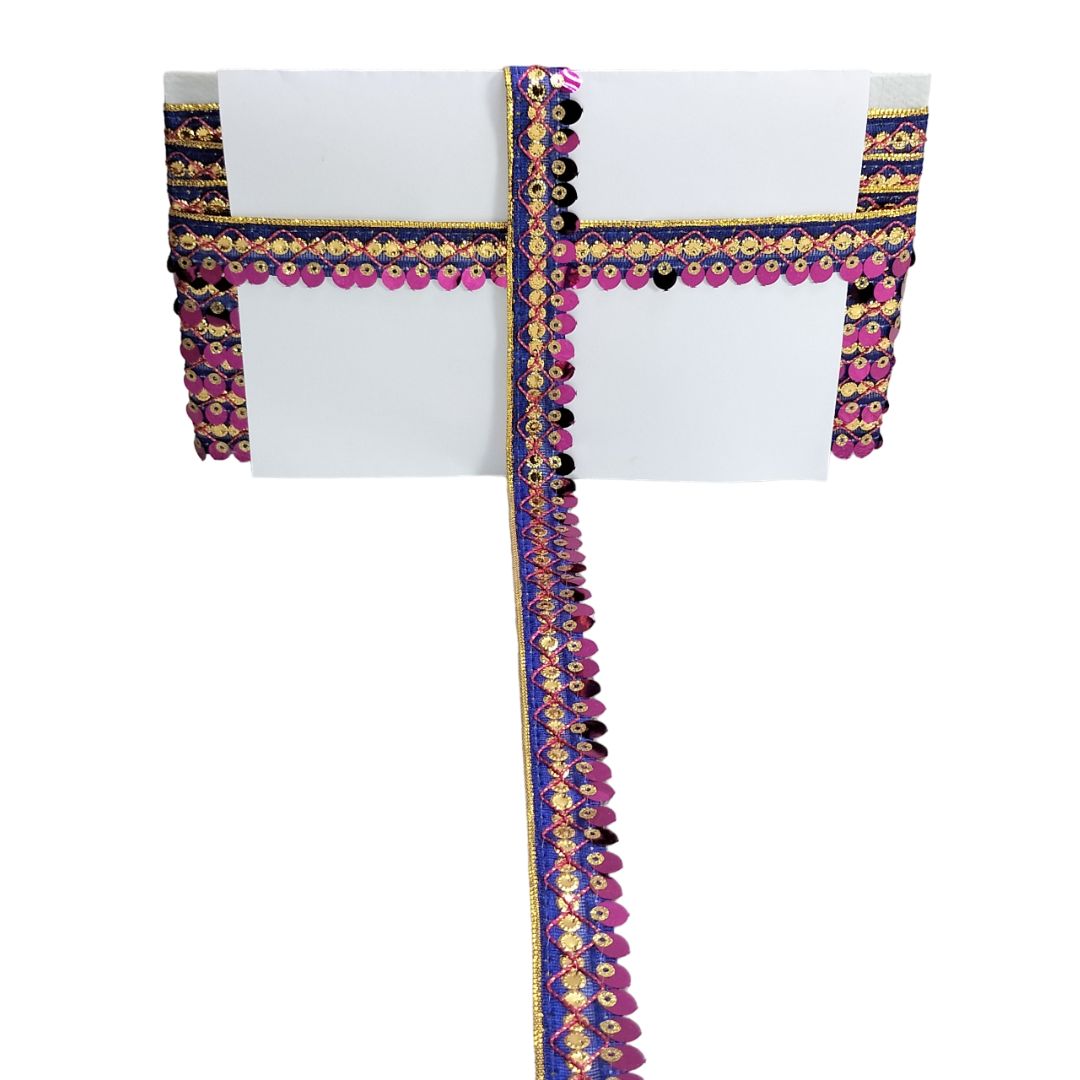 Decorative border with colorful beads on a white background