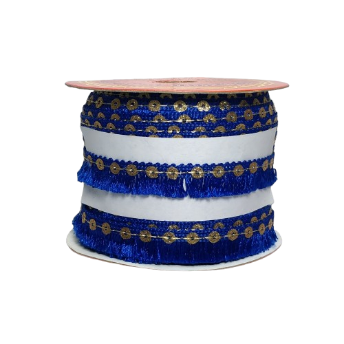 Royal Blue Jhalar Lace For Fashion Accessories and Saree Dress Only At Woven Lace & Border Reatilers and Manufactures In Surat