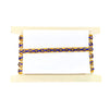 Decorative headband with blue and gold pattern on a white background