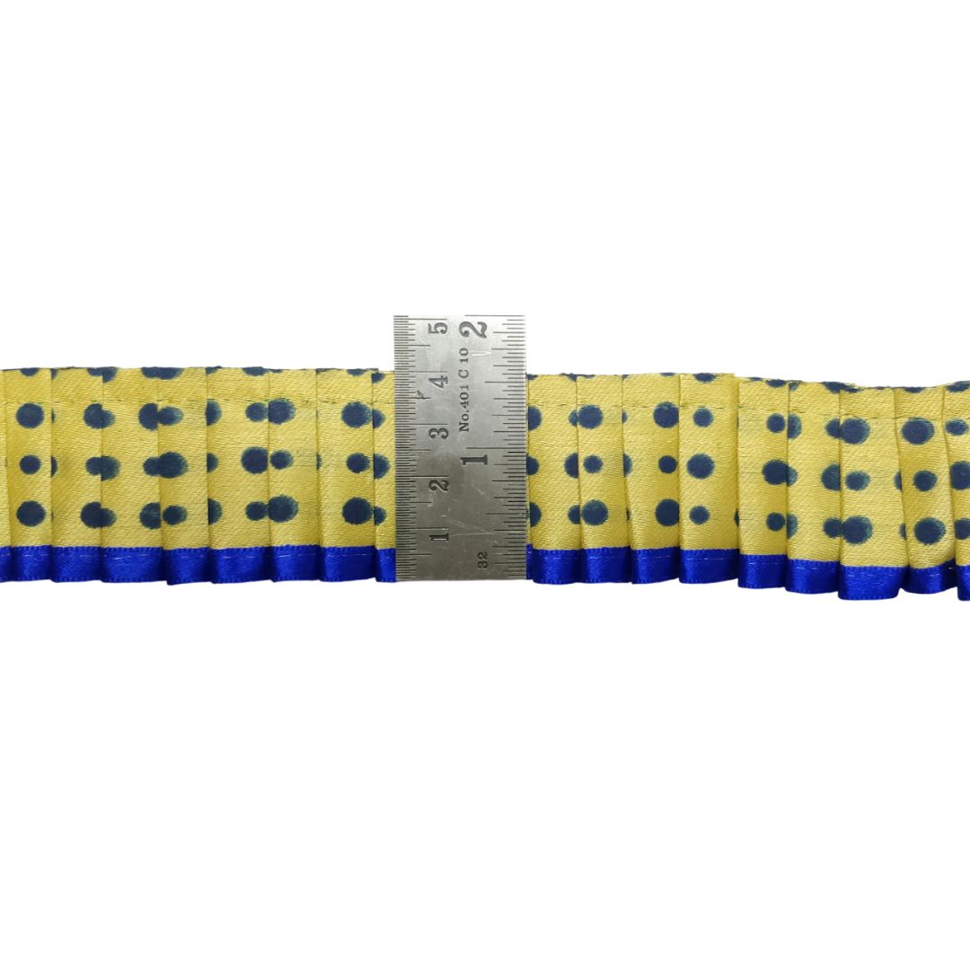 Kurlz Exclusive Polka Printed & Satin Ribbon with Chiku Color Satin Silk Frill For Laddo Gopal Poshak, Crafts, Sarees, Lehenga, Suits | Size: 9 Yards