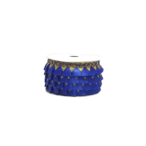 Royal Blue  Satin Golden Samosa Lace border Saree Dress Only At Woven Lace & Border Reatilers and Manufactures In Surat