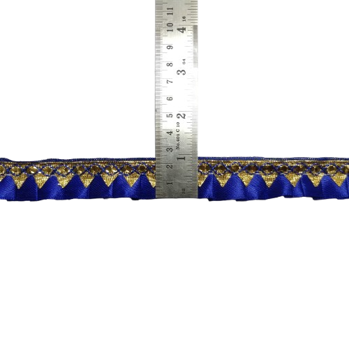 Royal Blue  Satin Golden Samosa Lace border Saree Dress Only At Woven Lace & Border Reatilers and Manufactures In Surat