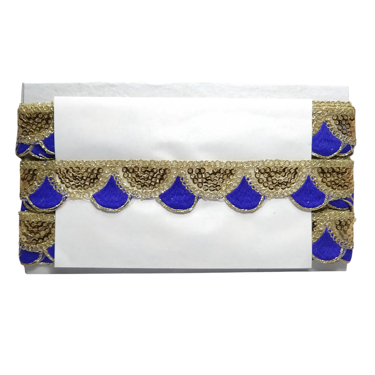 Royal Blue With Golden Sequins Embroidery Lace For Dupatta Saree And Dress Decoration Only At Woven Lace & Border Reatilers and Manufactures In Surat