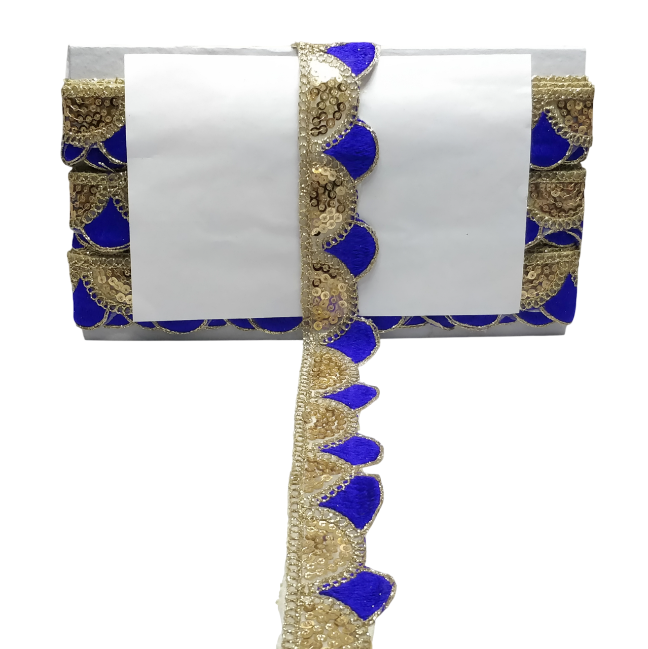 Royal Blue With Golden Sequins Embroidery Lace For Dupatta Saree And Dress Decoration Only At Woven Lace & Border Reatilers and Manufactures In Surat