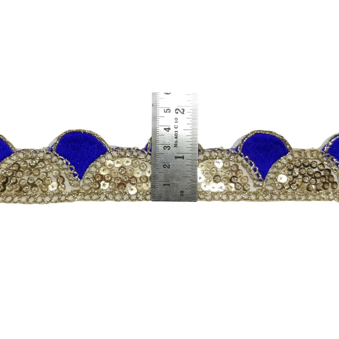 Royal Blue With Golden Sequins Embroidery Lace For Dupatta Saree And Dress Decoration Only At Woven Lace & Border Reatilers and Manufactures In Surat