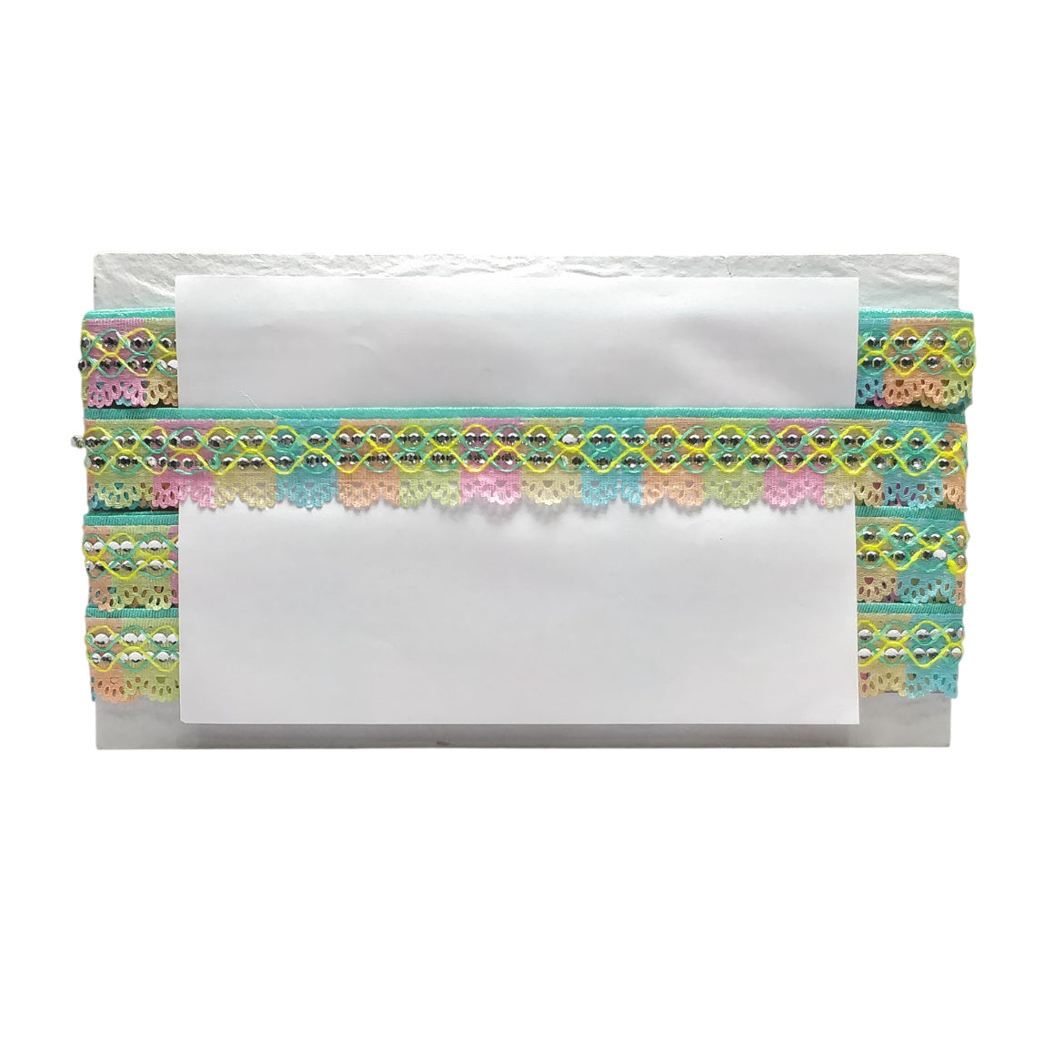 Kurlz Silver Sequins & Jute Dori Multy Color Cutwork Lace For Lehenga, Dupatta, Western Dresses, Laddo Gopal Poshak | Size: 9 Yards