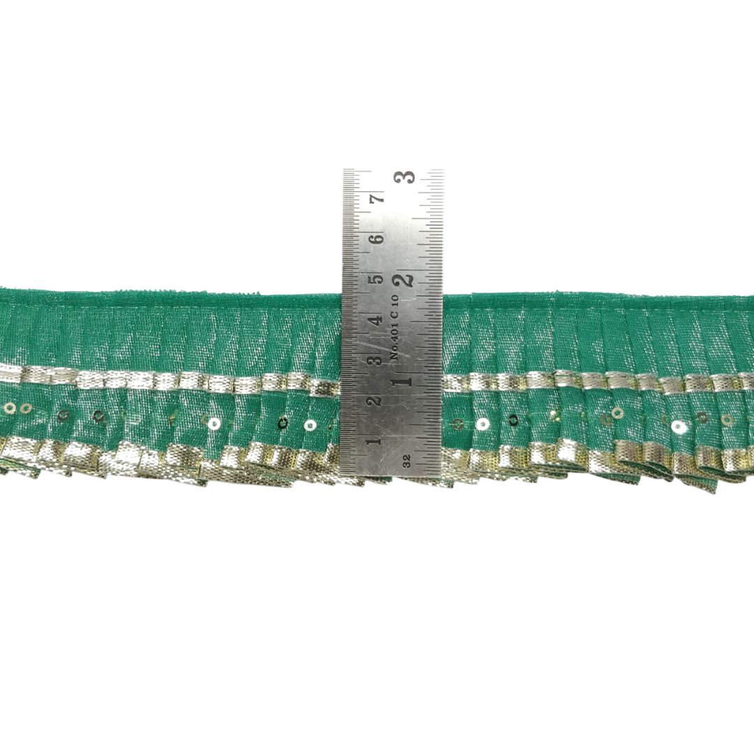 Sea Green Silver Gota Frill Lace Border For Ghagra Only At Woven Lace & Border Reatilers and Manufactures In Surat