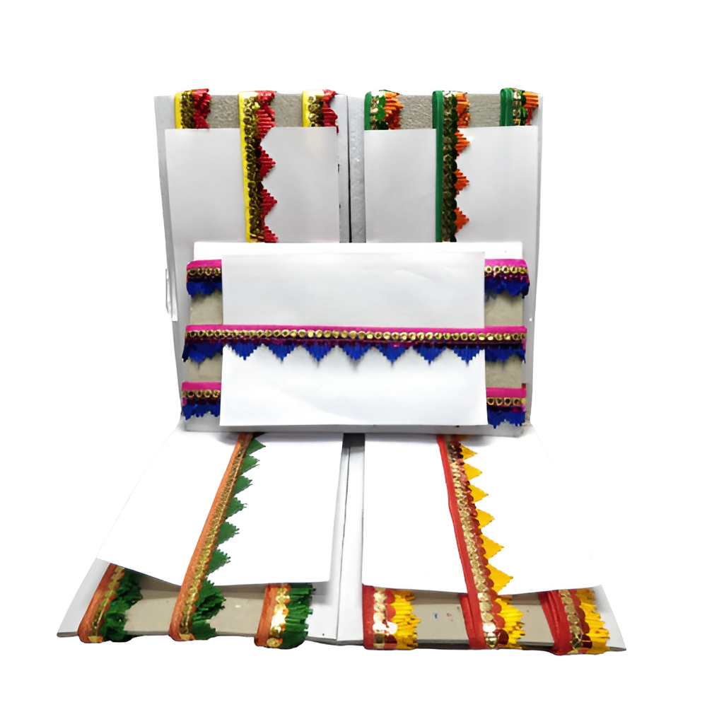 Kurlz 1 inch Double Color Mandir Cutwork Lace For Laddo Gopal Poshak, Aasan, Mata Chunri, School Crafts | Size: 9 Yards