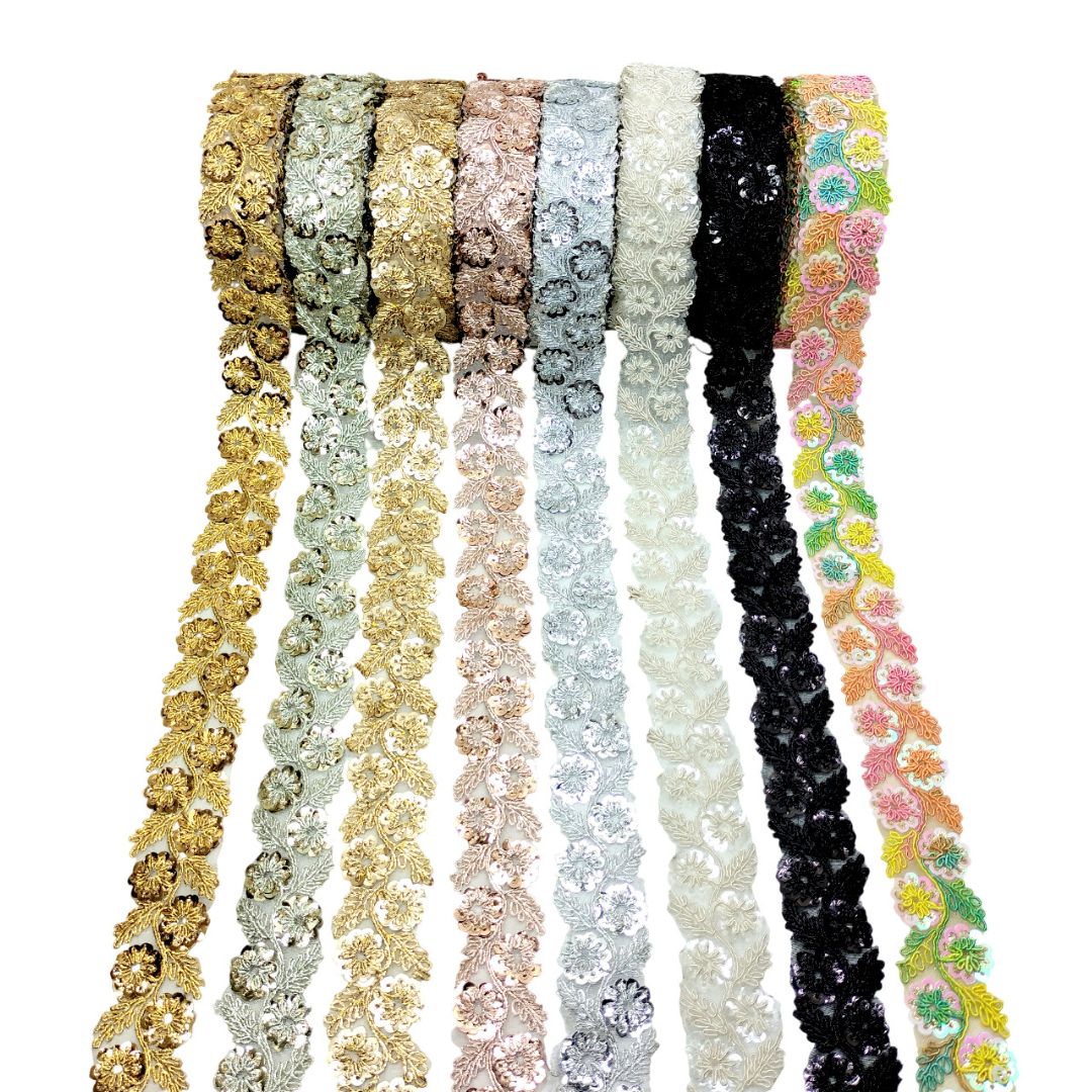 Set of colorful hair ties with floral patterns on a white background