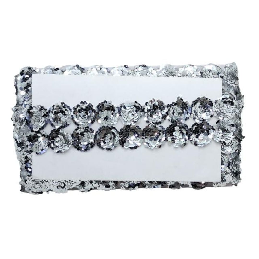 Kurlz 2 inch Exclusive 2 Line Metallic Sequins Embroidery Border For Sarees, Lehenga, Suits, Blouses, Dupatta, Art & Craft | Size: 9 Yards