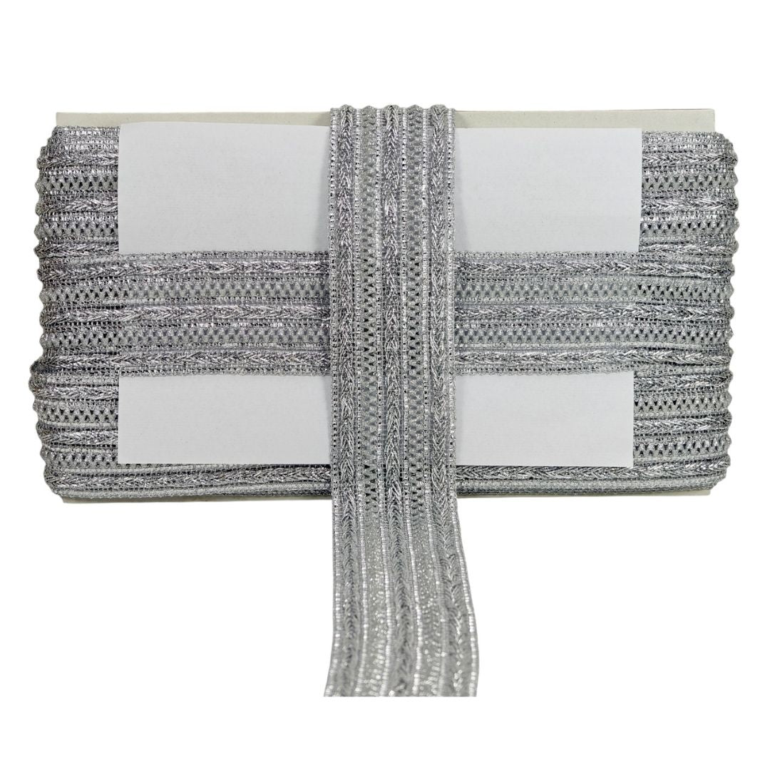 Gray textured fabric with white labels on a white background