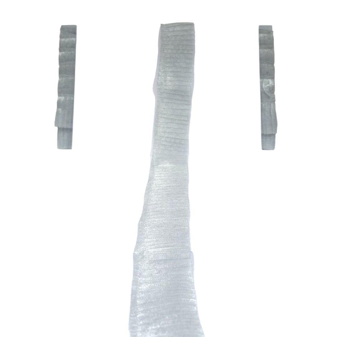 White tights with gray ribbed bands on a white background