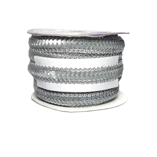 Silver Sequins Lace For Fashion Accessories Only At Woven Lace & Border Reatilers and Manufactures In Surat