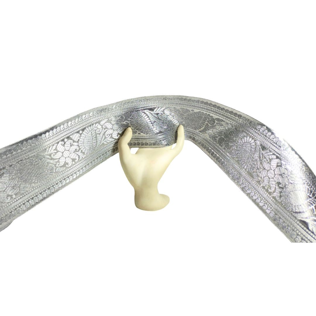 Silver Zari Lace For Saree And Dress Decoration Only At Woven Lace & Border Reatilers and Manufactures In Surat
