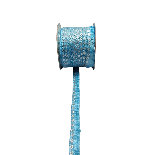 Sky Blue Jhalar Lace For Fashion Accessories and Saree Dress Only At Woven Lace & Border Reatilers and Manufactures In Surat