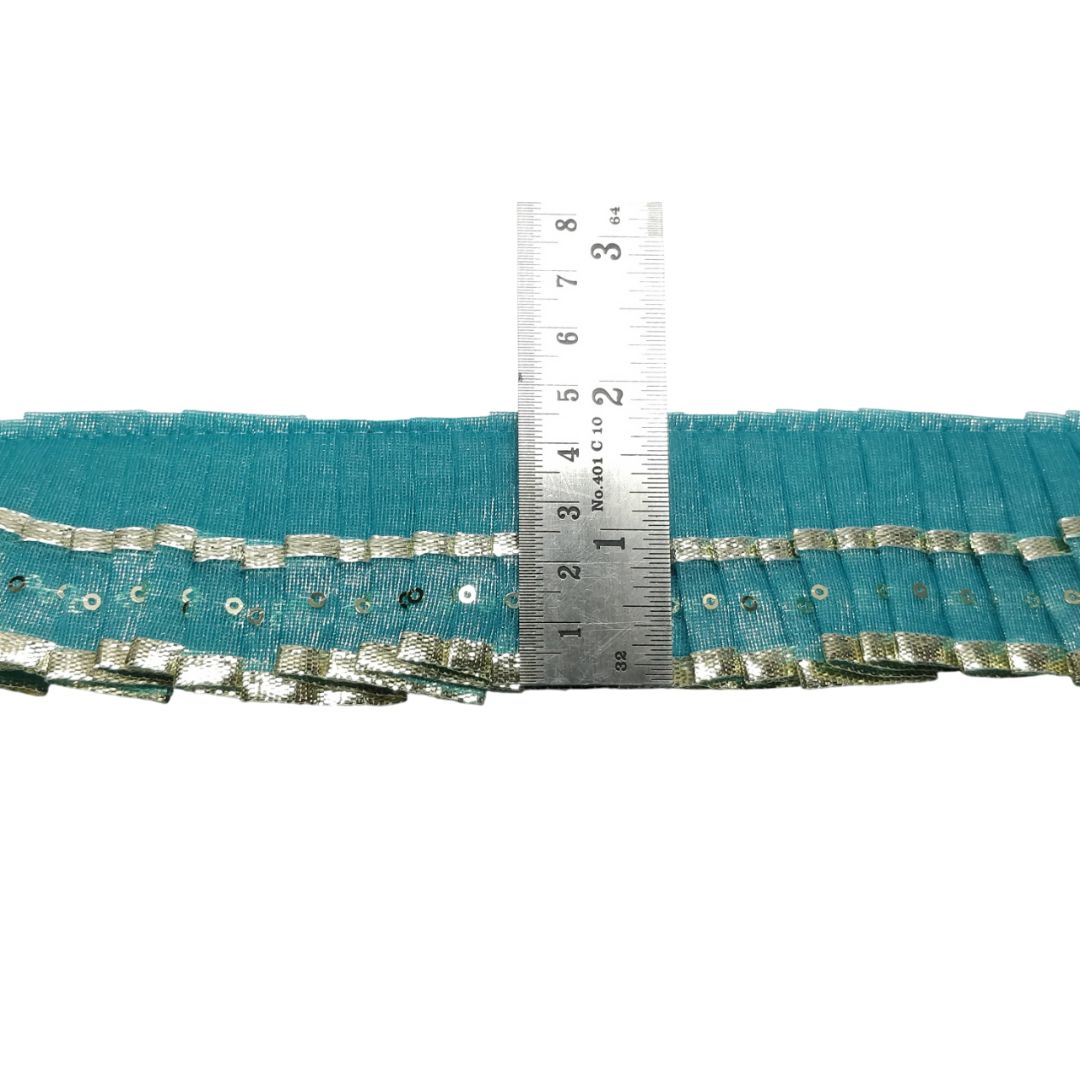 Sky Blue Silver Gota Frill Lace Border For Ghagra Only At Woven Lace & Border Reatilers and Manufactures In Surat