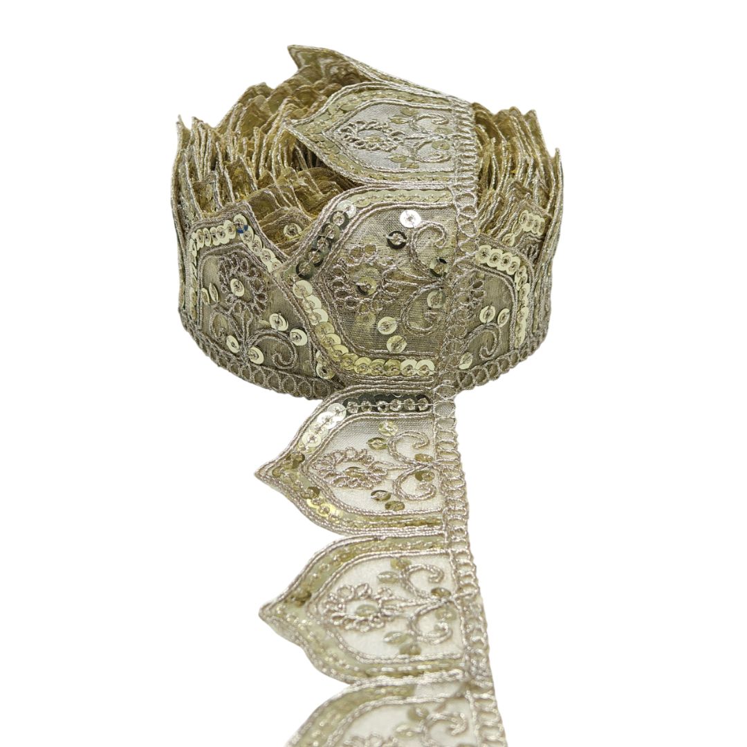 Decorative headband with intricate patterns on a white background