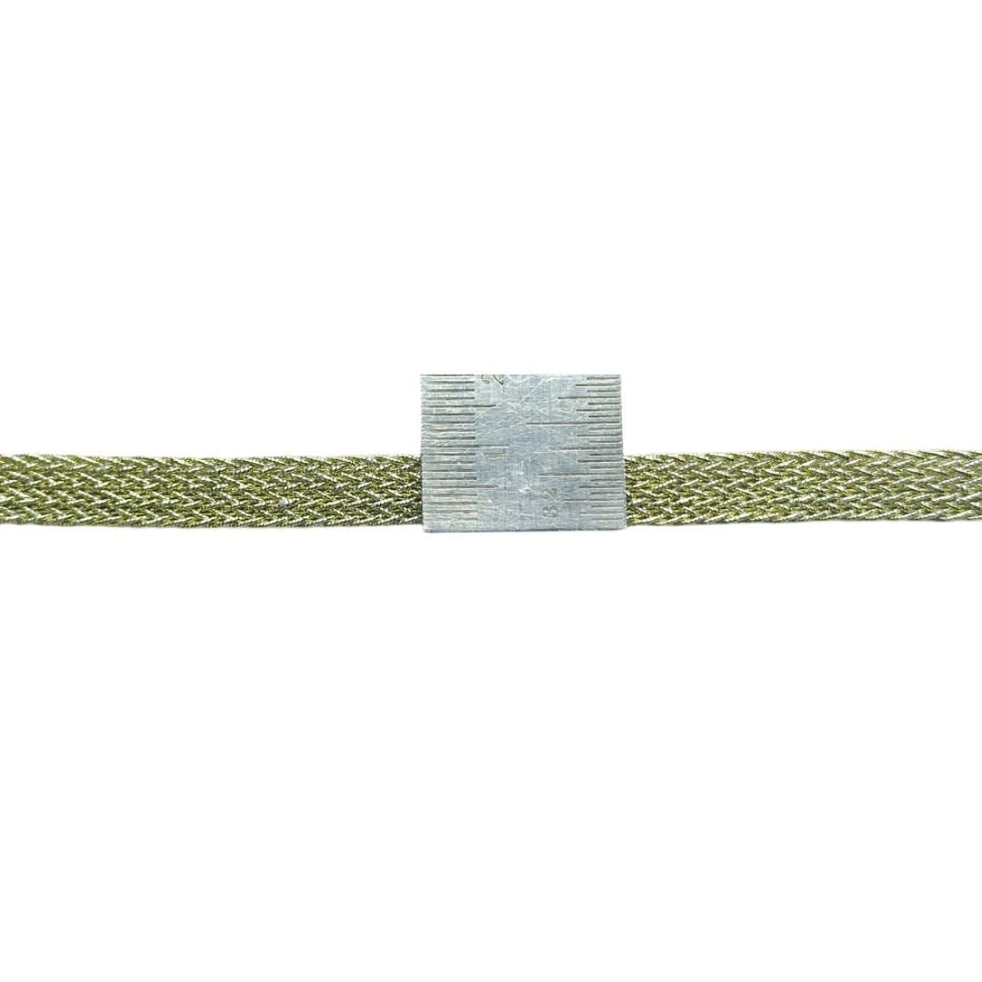 Green rope with a metal clip on a white background