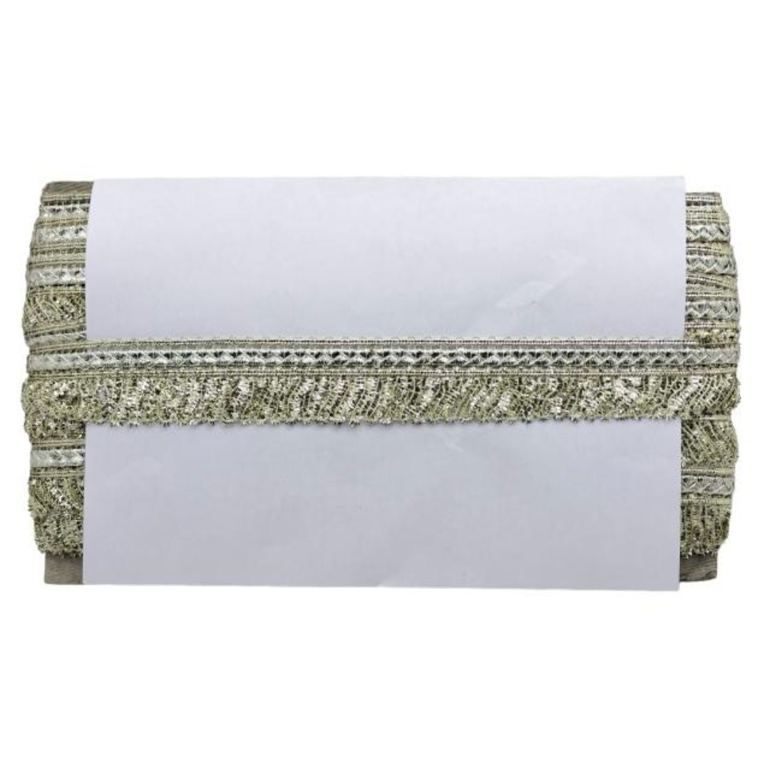 Decorative box with a textured green top and white base on a white background