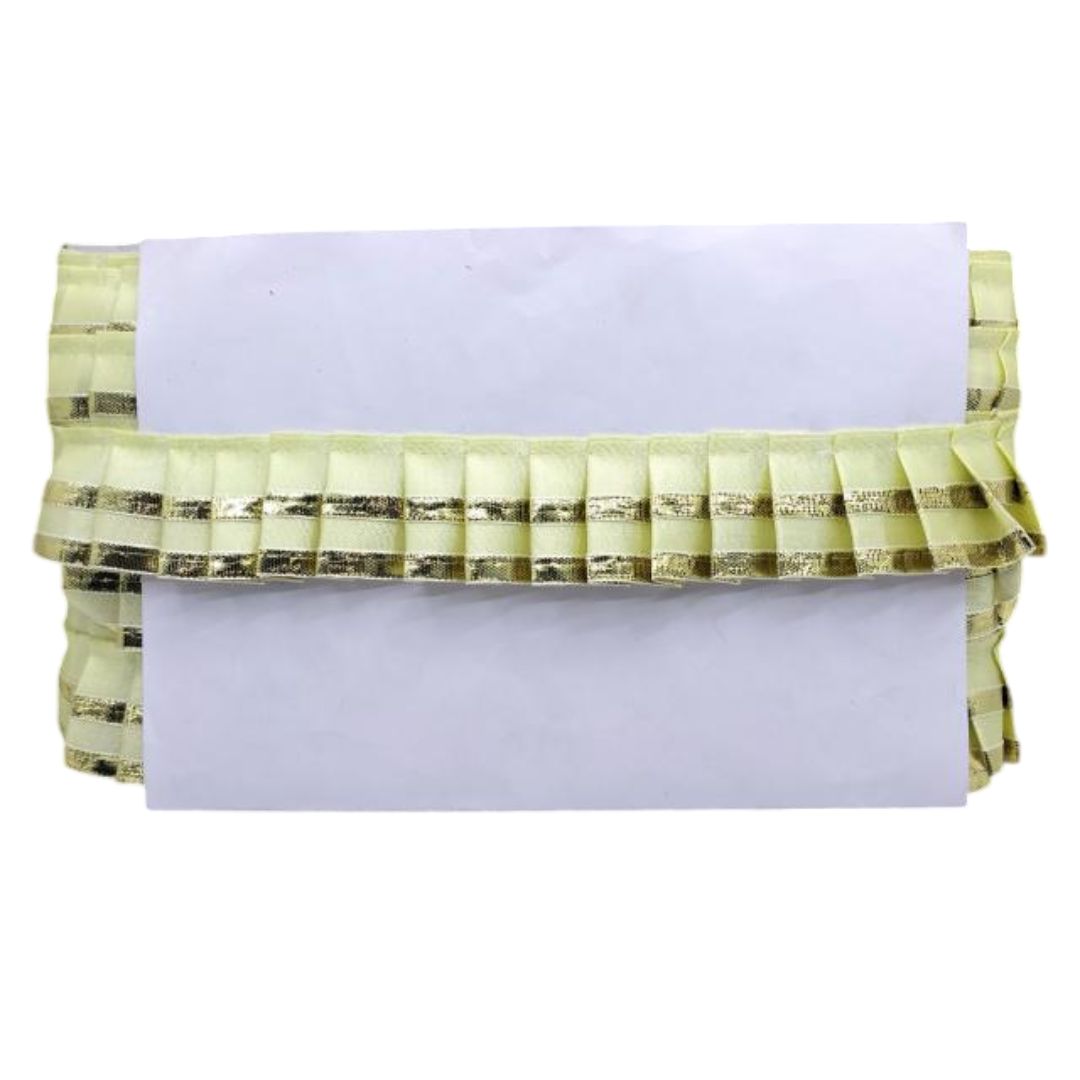 Clutch bag with ruffled design on a white background
