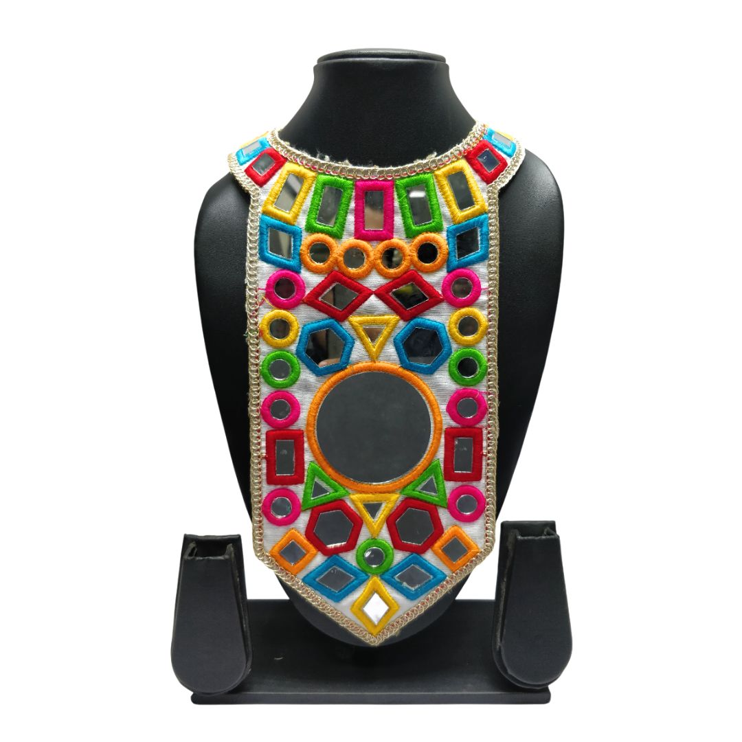 White Round Mirror Kurti Neck Design Only At Woven Lace & Border Wholsaler and Manufactures In Surat