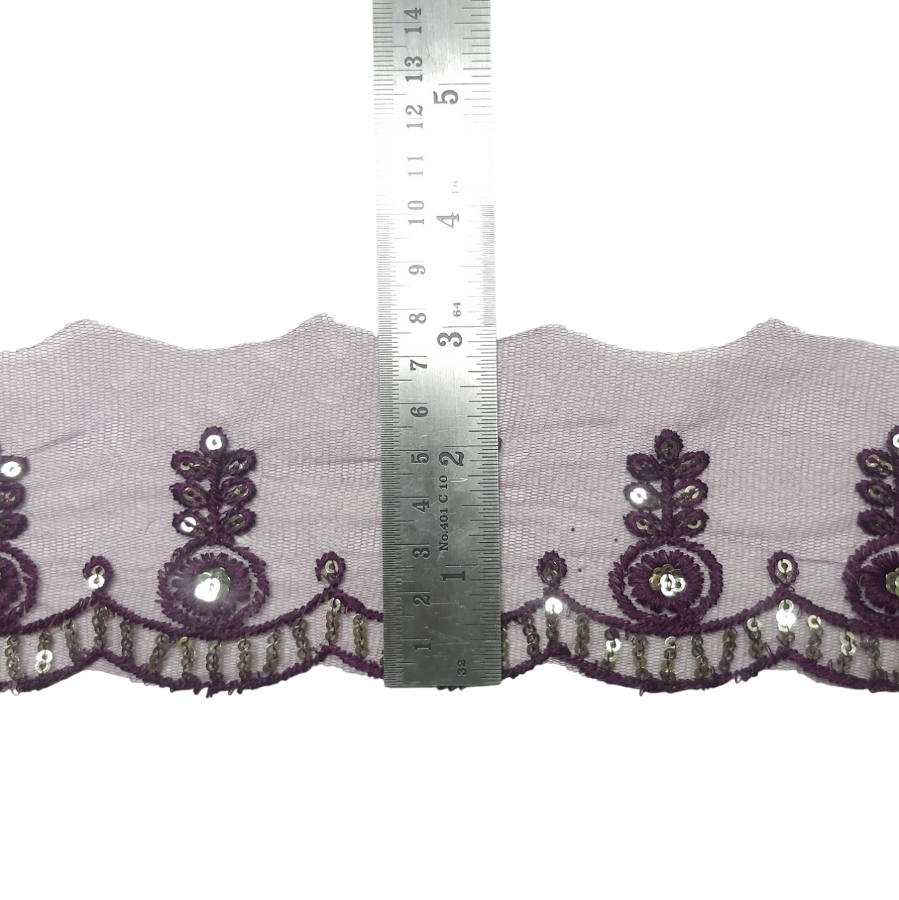 Wine Embroidered Organza Lace For Dresses Decoration Only At Woven Lace & Border Reatilers and Manufactures In Surat
