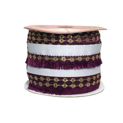 Wine Jhalar Lace For Fashion Accessories and Saree Dress Only At Woven Lace & Border Reatilers and Manufactures In Surat