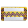 Colorful woven band with a zigzag pattern on a white background