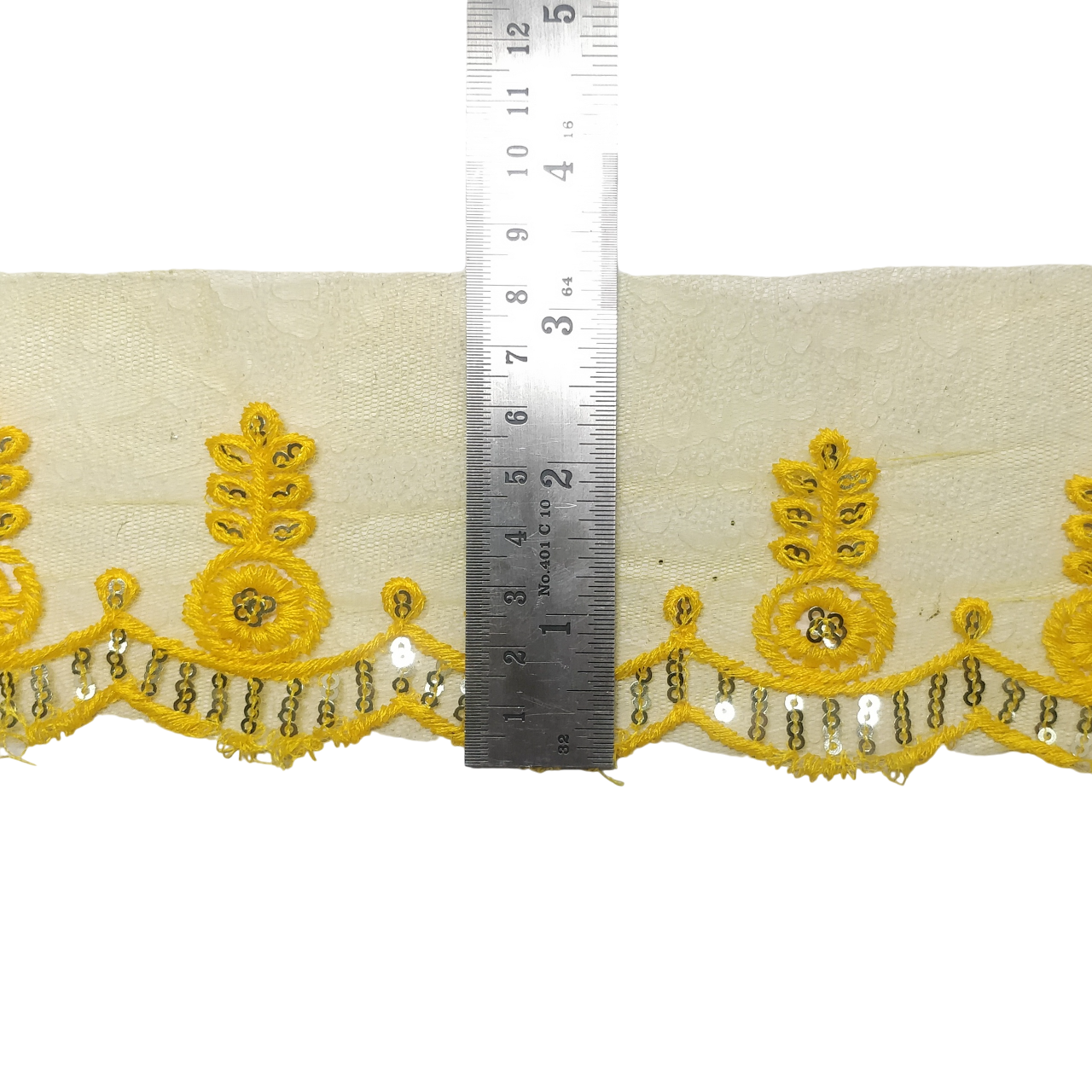 Yellow Embroidered Organza Lace For Dresses Decoration Only At Woven Lace & Border Reatilers and Manufactures In Surat