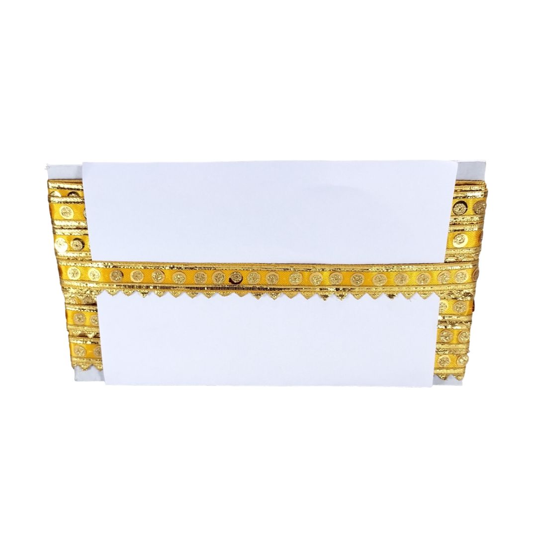 Decorative gold border on a white background