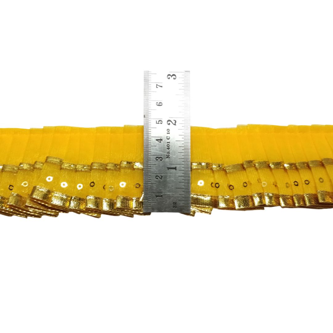 Yellow Golden Gota Frill Lace Border For Ghagra Only At Woven Lace & Border Reatilers and Manufactures In Surat