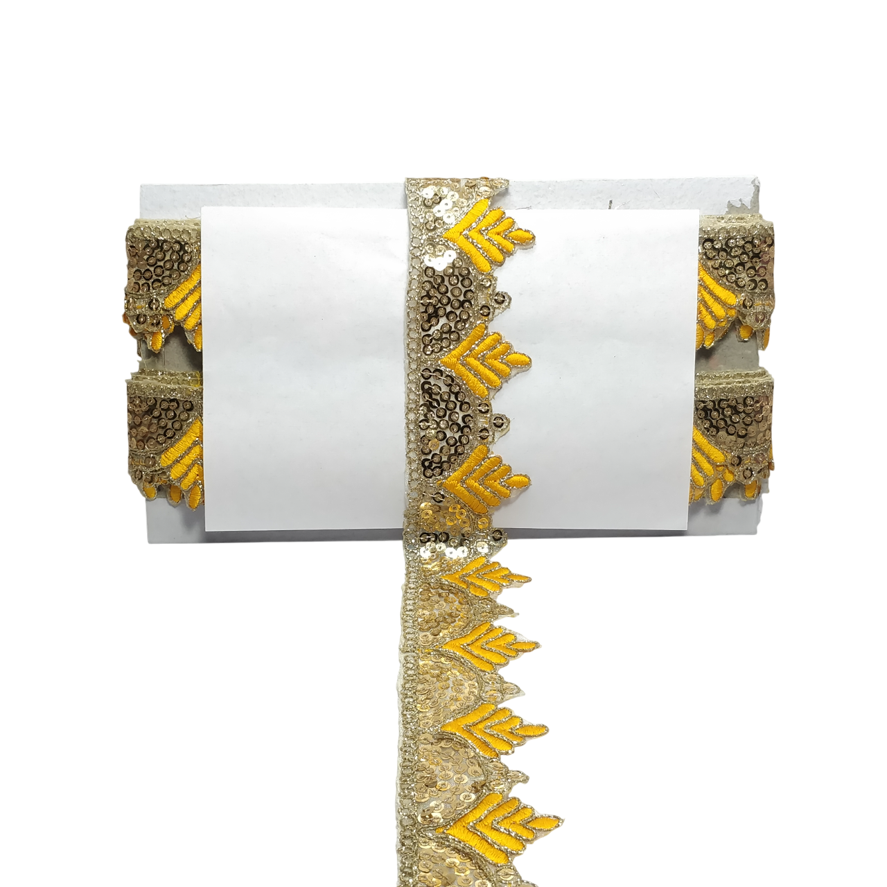 Yellow Gota Patti Embroidery Trim Border For Craftwork Only At Woven Lace & Border Reatilers and Manufactures In Surat