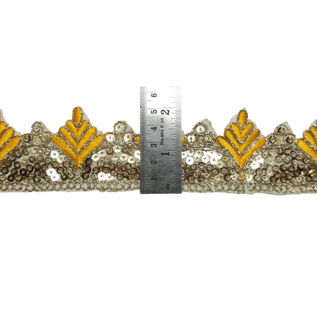 Yellow Gota Patti Embroidery Trim Border For Craftwork Only At Woven Lace & Border Reatilers and Manufactures In Surat