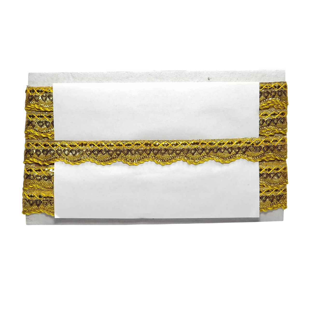 Yellow Gota Sequins Heart Shape Border For Saree And Dress Decoration Only At Woven Lace & Border Reatilers and Manufactures In Surat