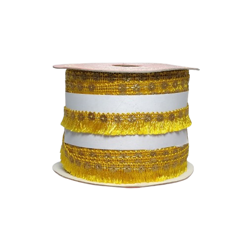 Yellow Jhalar Lace For Fashion Accessories and Saree Dress Only At Woven Lace & Border Reatilers and Manufactures In Surat