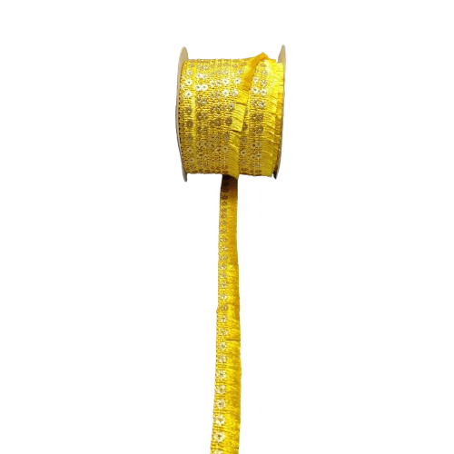Yellow Jhalar Lace For Fashion Accessories and Saree Dress Only At Woven Lace & Border Reatilers and Manufactures In Surat